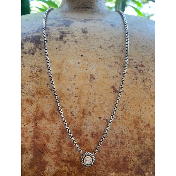 David Yurman Jewelry - David Yurman Sterling Silver, 18K Gold and Diamond Necklace
